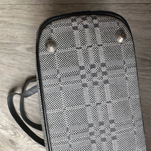 Burberry  Gray Nova Check Satchel/ Tote with Black Leather Buckled Handles - Picture 11 of 16